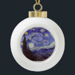 Vincent Van Gogh Starry Night Vintag Kunstkunst Keramik Kugel-Ornament<br><div class="desc">Vincent van Gogh Starry Night Fine Art Painting Starry Night ist ein Gemälde des niederländischen post-impressionistischen Künstlers Vincent van Gogh. Der blaue Nachthimmel ist voll von wirbelnden Wolken, Sternen und einem hellen Halbmond. Die Sternennacht ist die einzige Nacht in der Serie von Ausblicken aus seinem Schlafzimmerfenster. Bewegung: Post-Impressionismus. Schöne, kunstvoll...</div>