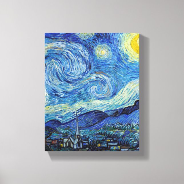 Vincent Van Gogh Starry Night Vintag Kunstkunst Leinwanddruck (Vorderseite)