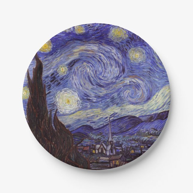 Vincent Van Gogh Starry Night Vintag Kunstkunst Pappteller (Vorderseite)
