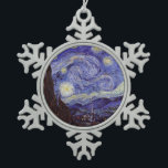 Vincent Van Gogh Starry Night Vintag Kunstkunst Schneeflocken Zinn-Ornament<br><div class="desc">Vincent van Gogh Starry Night Fine Art Painting Starry Night ist ein Gemälde des niederländischen post-impressionistischen Künstlers Vincent van Gogh. Der blaue Nachthimmel ist voll von wirbelnden Wolken, Sternen und einem hellen Halbmond. Die Sternennacht ist die einzige Nacht in der Serie von Ausblicken aus seinem Schlafzimmerfenster. Bewegung: Post-Impressionismus. Schöne, kunstvoll...</div>