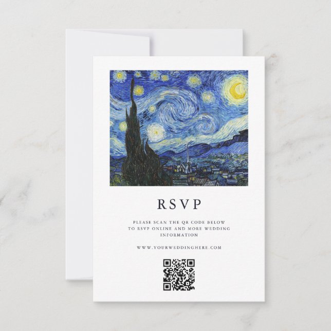 Vincent Van Gogh Starry Night Wedding RSVP Karte (Vorderseite)