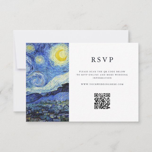 Vincent Van Gogh Starry Night Wedding RSVP Karte (Vorderseite)