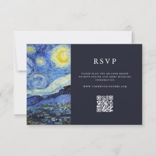 Vincent Van Gogh Starry Night Wedding RSVP Karte