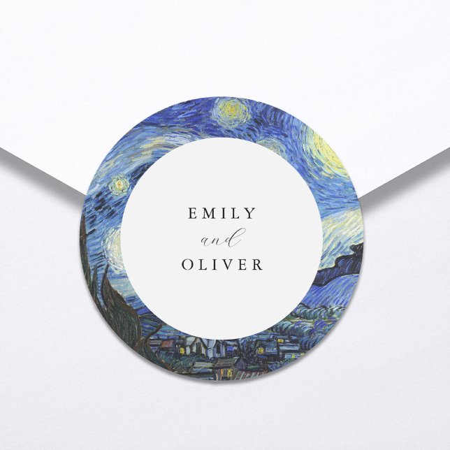 Vincent Van Gogh Starry Night Wedding Runder Aufkleber (Von Creator hochgeladen)