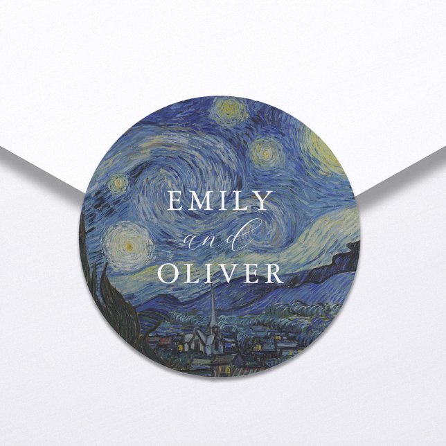Vincent Van Gogh Starry Night Wedding Runder Aufkleber (Von Creator hochgeladen)