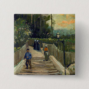 Vincent van Gogh - Steiler Weg in Montmartre Button