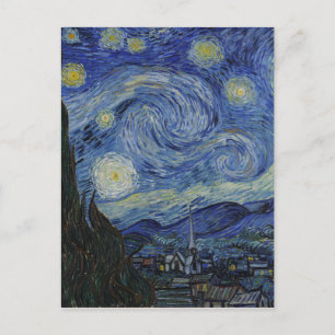 Vincent Van Gogh - Sternennacht. Kunstmalerei Postkarte