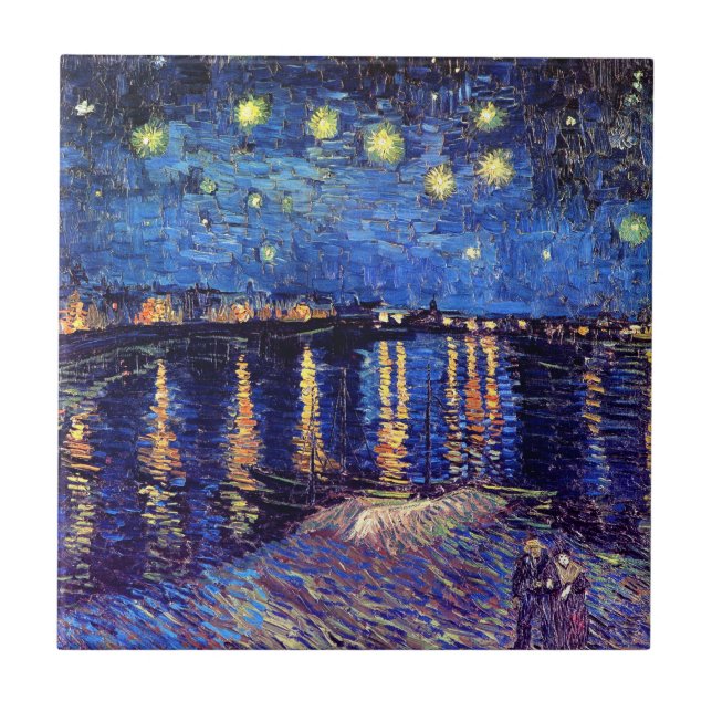 Vincent Van Gogh - Sternennacht über der Rhone Fliese (Vorderseite)