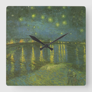 Vincent van Gogh - Sternennacht über der Rhone Quadratische Wanduhr