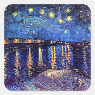 Vincent Van Gogh - Sternennacht über der Rhone Quadratischer Aufkleber