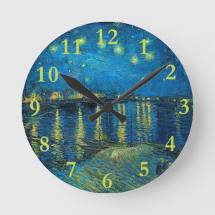 Vincent Van Gogh Sternennacht über der Rhone Runde Wanduhr