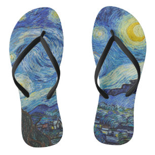 Vincent Van Gogh Sternennacht Vintage-Fine-Art Flip Flops