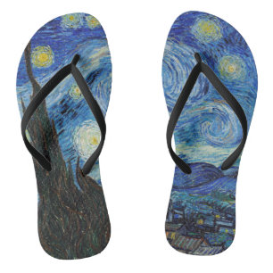Vincent Van Gogh Sternennacht Vintage-Fine-Art-Kun Flip Flops