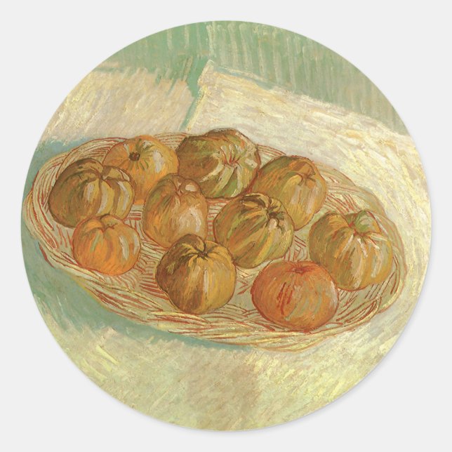 Vincent van Gogh - Still Life Basket of Äpfel Runder Aufkleber (Vorderseite)