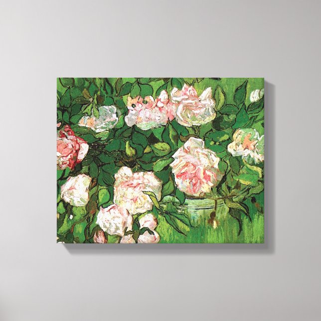 Vincent Van Gogh - Still Life Pink Roses Fine Art Leinwanddruck (Vorderseite)