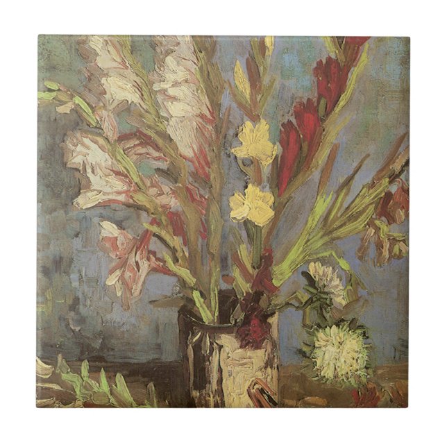 Vincent van Gogh - Still Life Vase mit Gladioli Fliese (Vorderseite)