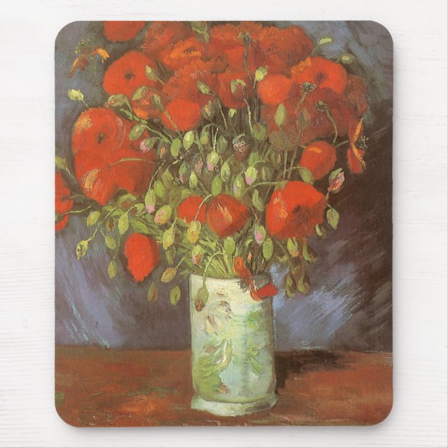 Vincent van Gogh Still Life Vase mit roten Pfoten Mousepad (Vorne)