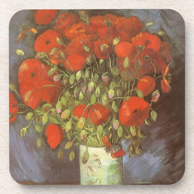 Vincent van Gogh Still Life Vase mit roten Pfoten Untersetzer (Vorderseite)