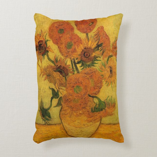 Vincent van Gogh Still Life Vase w 15 Sonnenblumen Dekokissen (Vorderseite(Vertikal))