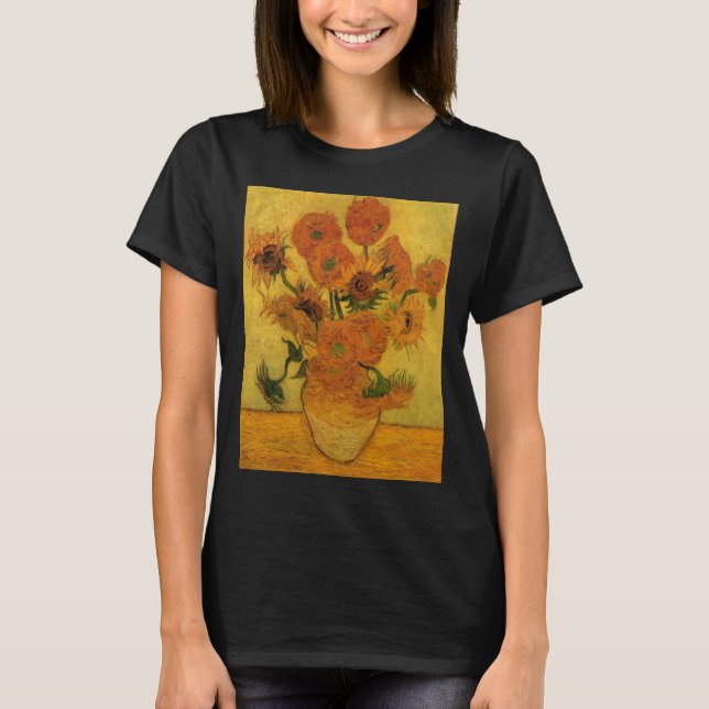 Vincent van Gogh Still Life Vase w 15 Sonnenblumen T-Shirt (Vorderseite)