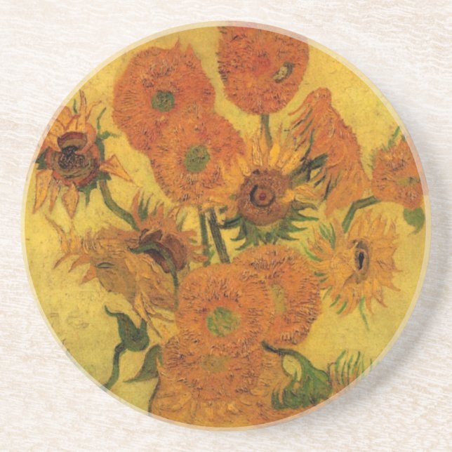 Vincent van Gogh Still Life Vase w 15 Sonnenblumen Untersetzer (Vorne)
