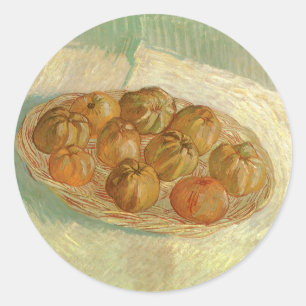 Vincent van Gogh - Stillleben - Korb mit Äpfeln Runder Aufkleber