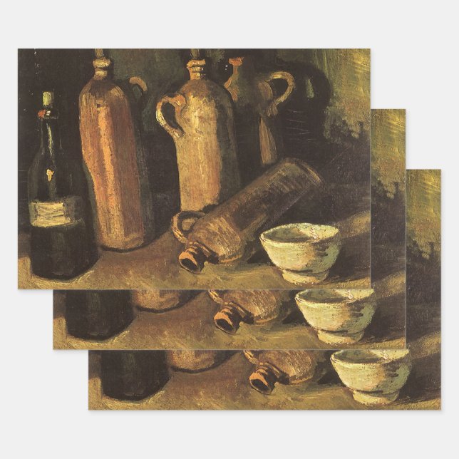 Vincent van Gogh - Stillleben mit 4 Steinflaschen Geschenkpapier Set (Set)