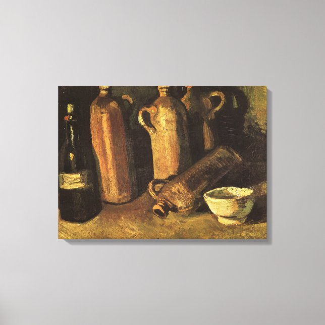 Vincent van Gogh - Stillleben mit 4 Steinflaschen Leinwanddruck (Vorderseite)
