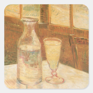 Vincent van Gogh - Stillleben mit Absinth Quadratischer Aufkleber