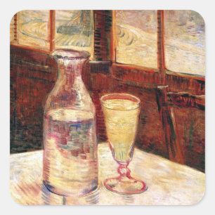 Vincent Van Gogh - Stillleben mit Absinthe Quadratischer Aufkleber