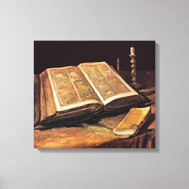 Vincent Van Gogh - Stillleben mit Bibel Leinwanddruck (Vorderseite)
