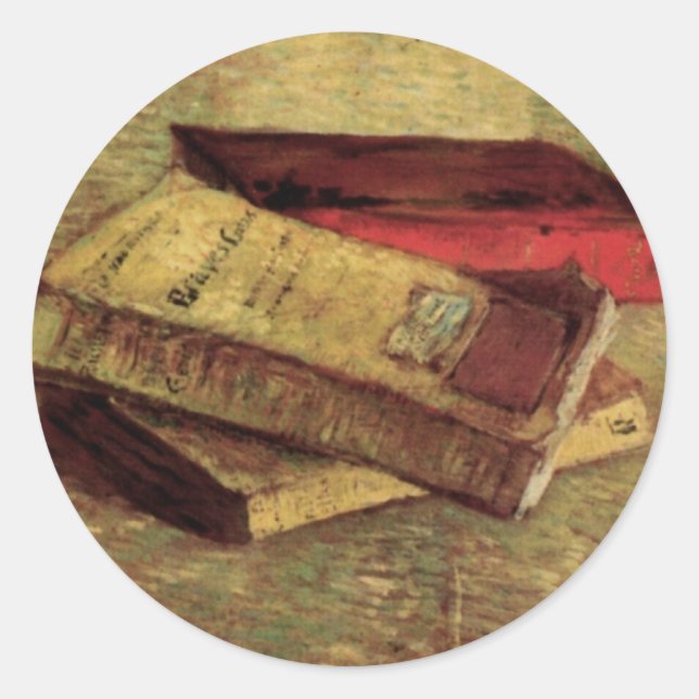 Vincent van Gogh - Stillleben mit drei Büchern Runder Aufkleber (Vorderseite)