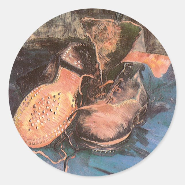 Vincent van Gogh - Stillleben mit einem Paar Schuh Runder Aufkleber (Vorderseite)