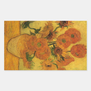 Vincent van Gogh Stillleben Vasen mit 15 Sonnenblu Rechteckiger Aufkleber