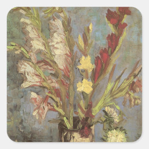 Vincent van Gogh - Stillleben Vasen mit Gladiolen Quadratischer Aufkleber