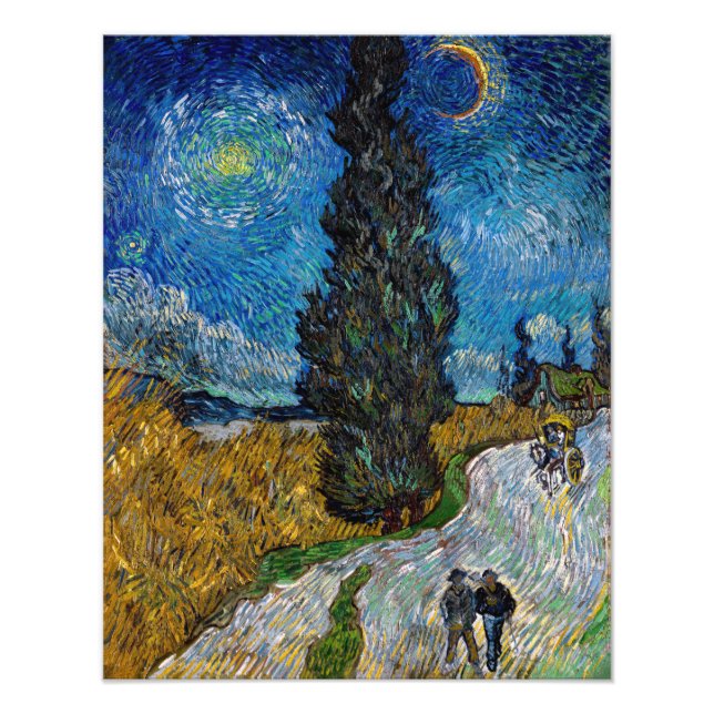 Vincent van Gogh - Straße mit Cypress und Star Fotodruck (Vorne)