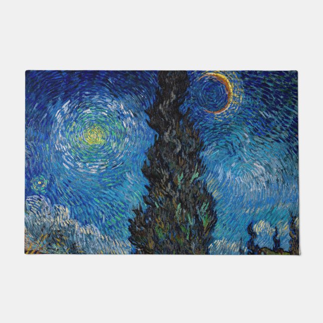 Vincent van Gogh - Straße mit Cypress und Star Fußmatte (Vorderseite)