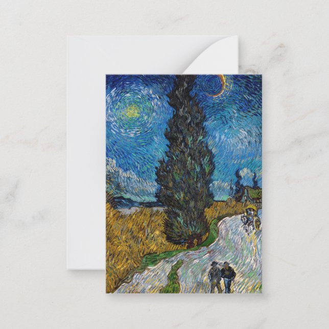 Vincent van Gogh - Straße mit Cypress und Star Mitteilungskarte (Vorderseite)