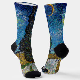 Vincent van Gogh - Straße mit Cypress und Star Socken