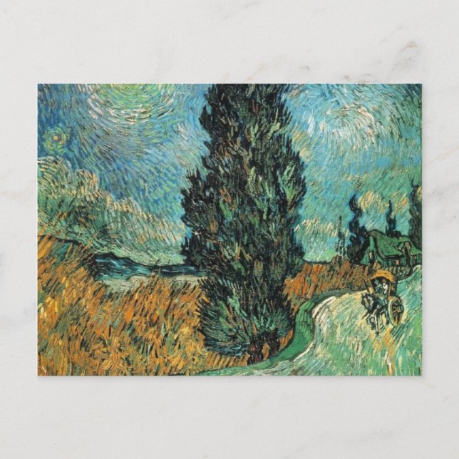 vincent van gogh - Straße mit Zypresse und Stern Postkarte (Vorderseite)