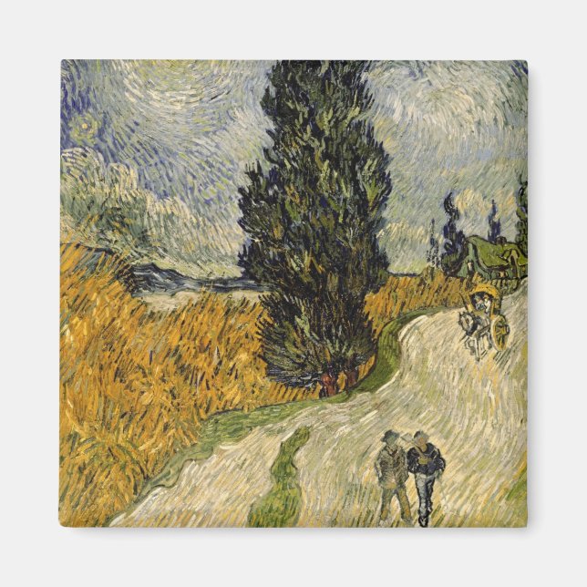 Vincent van Gogh | Straße mit Zypressen, 1890 Magnet (Vorne)