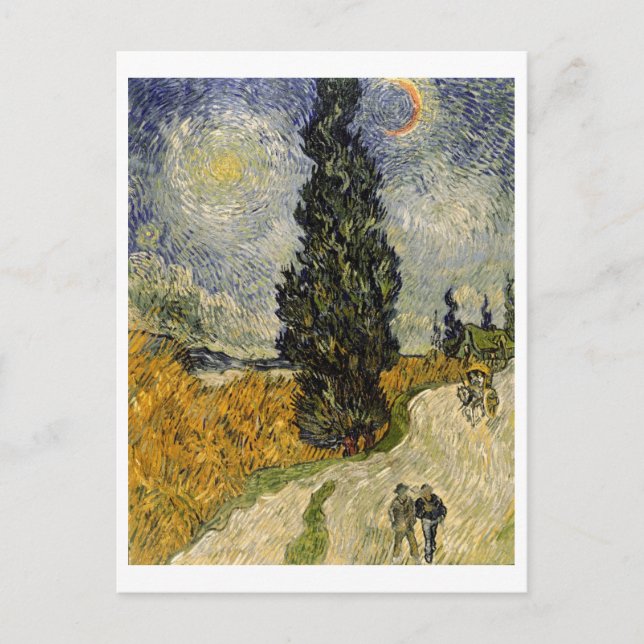 Vincent van Gogh | Straße mit Zypressen, 1890 Postkarte (Vorderseite)
