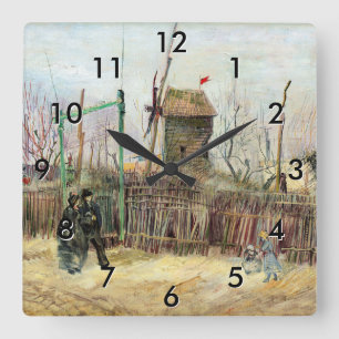 Vincent van Gogh - Straßenszene in Montmartre Quadratische Wanduhr