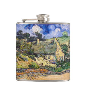 Vincent Van Gogh - Strohdachhäuser in Cordeville Flachmann