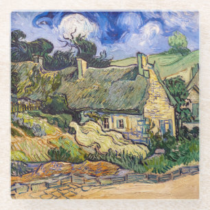 Vincent Van Gogh - Strohdachhäuser in Cordeville Glasuntersetzer