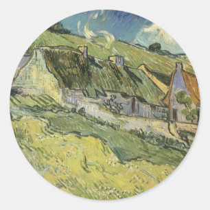 Vincent van Gogh - Strohgepflasterte Hütten Runder Aufkleber