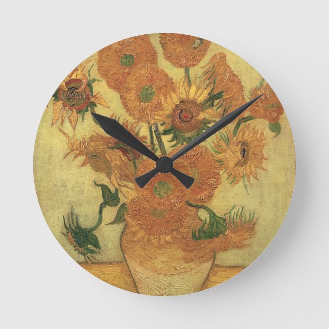 Vincent van Gogh Sunflowers, 1889 Runde Wanduhr (Vorderseite)