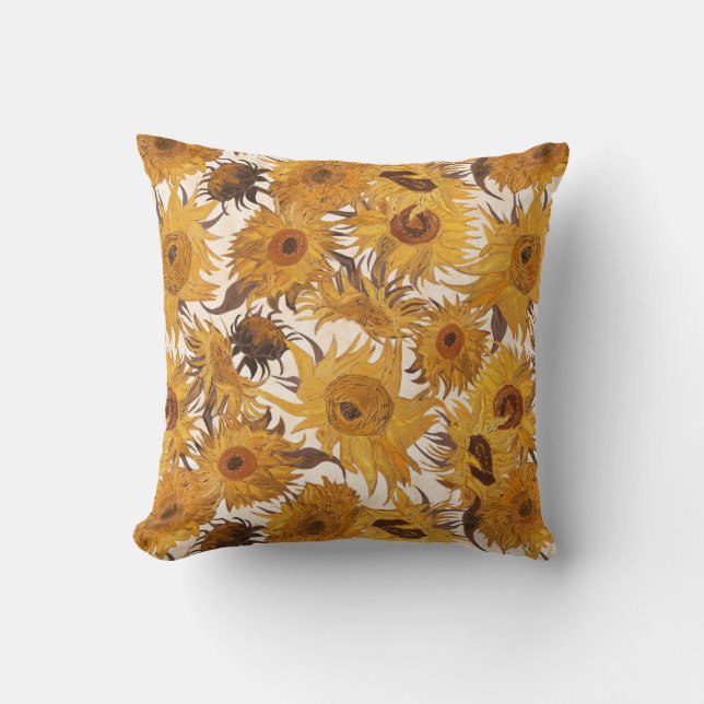 Vincent Van Gogh Sunflowers Cream Yellow Brown Kissen (Vorderseite)
