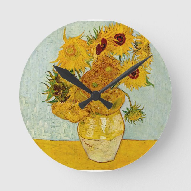 Vincent Van Gogh Sunflowers Runde Wanduhr (Vorderseite)