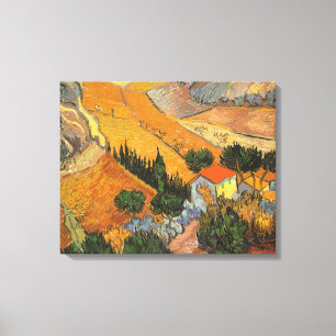 Vincent van Gogh - Tal mit pflügendem Bauern Leinwanddruck